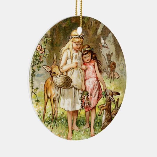 Hermann Vogel -雪の白いおよびバラの赤 セラミックオーナメント (右)