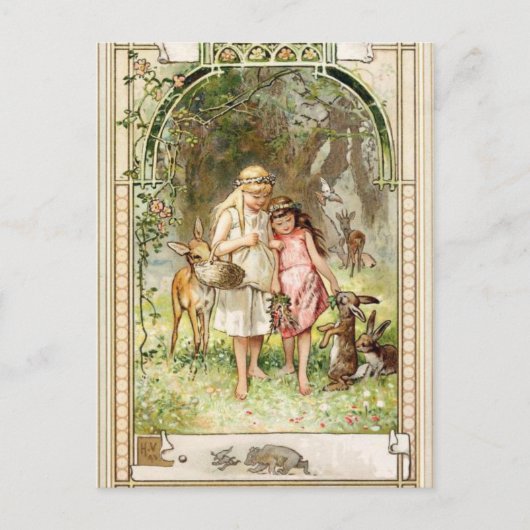 Hermann VogelTryによる白雪姫とバラレッド ポストカード (正面)