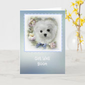 Hermes theマルチーズ'Get Well' Greeting Card カード (黄色い花)