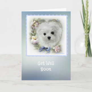 Hermes theマルチーズ'Get Well' Greeting Card カード