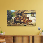 Hermine Biedermann Harneded Horses at the Stab キャンバスプリント (インサイチュ (リビング))
