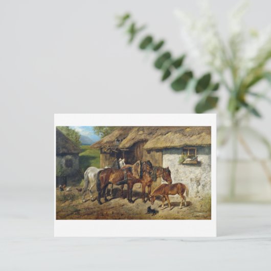 Hermine Biedermann Harneded Horses at the Stab ポストカード (スタンド正面)