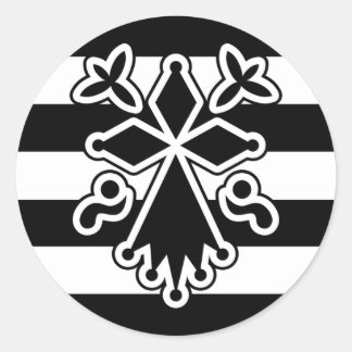 Hermine bretonne en gwenn ha du (blanc et noir) ラウンドシール