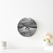 Hermosaビーチ、白黒の写真 ラウンド壁時計 (ホーム)