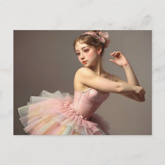 Hermosa bailarina romántica con dulces colores ポストカード (正面)