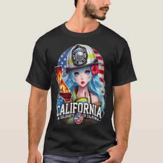 HERMOSA CHICA ANIME EN SOLIDARIDAD CON LOS ANGELES Tシャツ
