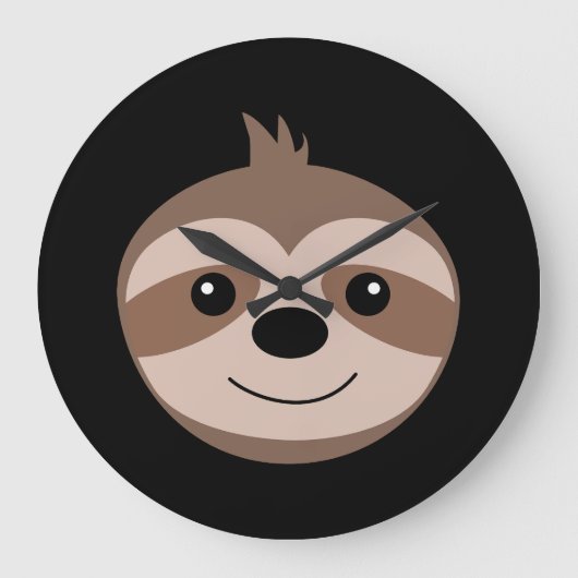 Hermoso oso perezoso sonriente ラージ壁時計 (正面)
