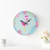 Hermoso Reloj Flamenco Rosa para Personalizar ラージ壁時計 (ホーム)