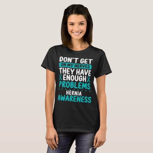 Hernia Awareness Teal Ribbon Hernia Fighter Tシャツ (正面フル)