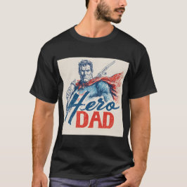 "Hero Dad" Superhero Illustration with Baby Bottle Tシャツ