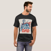 "Hero Dad" Superhero Illustration with Baby Bottle Tシャツ (正面フル)