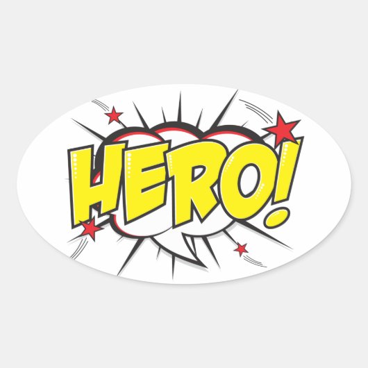 HERO STICKERS (漫画スタイル) 楕円形シール (正面)