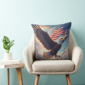 Heroic Eagle Floating American Flag Patriotic クッション (椅子)