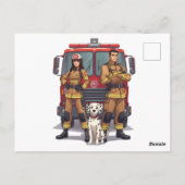 Heroic Firefighter Duo and Dalmatian Postcard ポストカード (裏面)