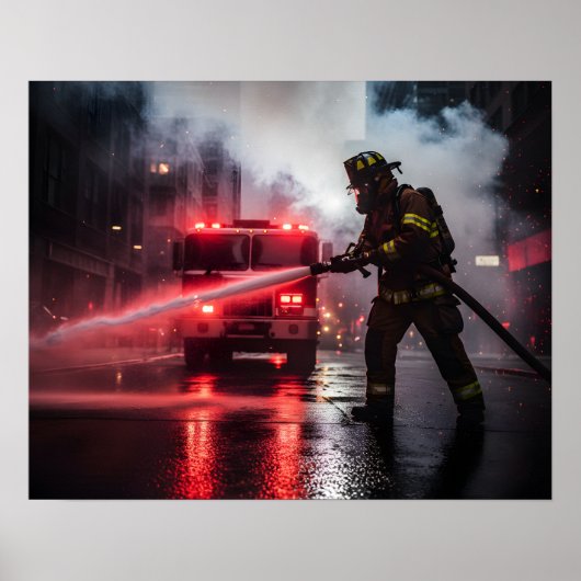 Heroic Firefighter Rescue Scene Poster ポスター (正面)