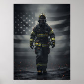 Heroic Firefighter Walking Through Smoke poster ポスター (正面)