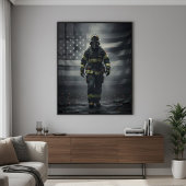Heroic Firefighter Walking Through Smoke poster ポスター