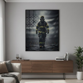 Heroic Firefighter Walking Through Smoke poster ポスター