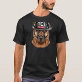 Heroic German Shepherd Dog Wearing Firefighter Hel Tシャツ (正面)