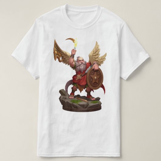 Heroic Winged Dwarf Warrior Fantasy Art T-Shirt Tシャツ (デザイン正面)
