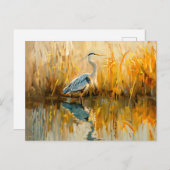 Heron at Dawn by the Water シーズンポストカード (正面/裏面)
