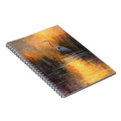 Heron Golden Sunset Marsh Reflection Art ノートブック (右側)