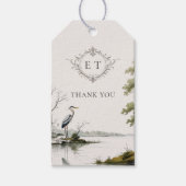Heron Lake Toile French Country Wedding Monogram ギフトタグ (正面)