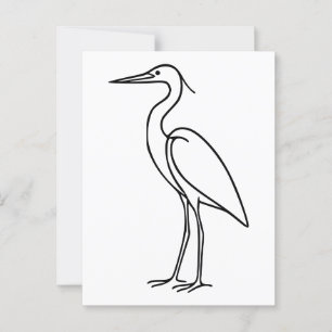 Heron Line Art – ミニマリストバードイラストレーション ポストカード