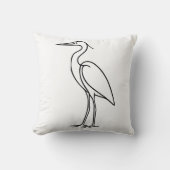 Heron Line Art – Minimalist Bird Illustration  クッション (正面)