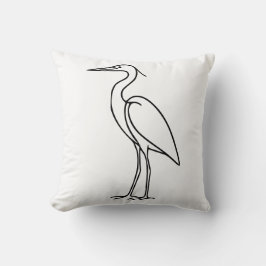 Heron Line Art – Minimalist Bird Illustration  クッション