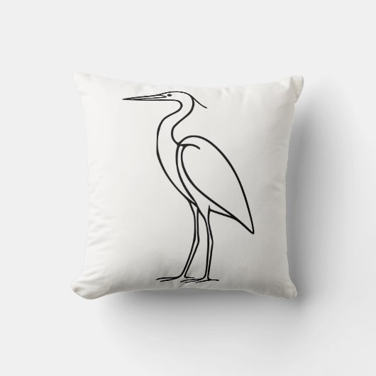 Heron Line Art – Minimalist Bird Illustration  クッション (正面)