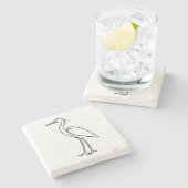 Heron Line Art – Minimalist Bird Illustration ストーンコースター (横)