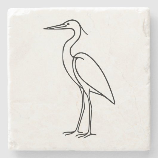 Heron Line Art – Minimalist Bird Illustration ストーンコースター (正面)