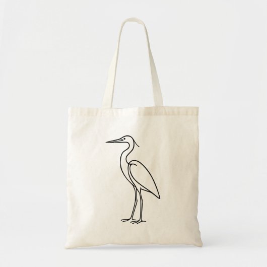 Heron Line Art – Minimalist Bird Illustration トートバッグ (正面)