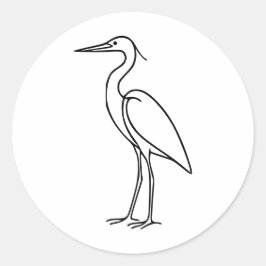 Heron Line Art – Minimalist Bird Illustration  ラウンドシール