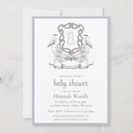 Heron Rope Monogram Baby Shower 招待状
