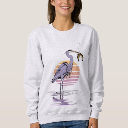 Heron Sunset Scene – Women’s Sweatshirt スウェットシャツ (正面)