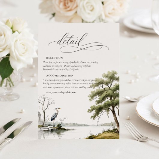 Heron Toile Country Calligraphy Wedding Details  エンクロージャーカード