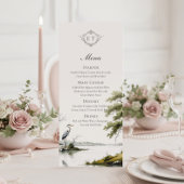Heron Toile Country Monogram Wedding Flat Menu メニュー