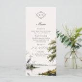 Heron Toile Country Monogram Wedding Flat Menu メニュー (スタンド正面)