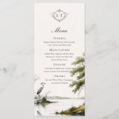 Heron Toile Country Monogram Wedding Flat Menu メニュー (正面)