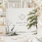 Heron Toile French Country Monogram Wedding ゲストブック