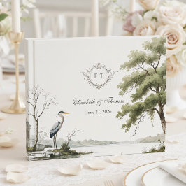 Heron Toile French Country Monogram Wedding ゲストブック