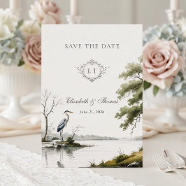 Heron Toile French Country Monogram Wedding セーブザデート
