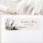 Heron Toile French Country Return Address Label ラベル (インサイチュ)