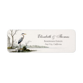 Heron Toile French Country Return Address Label ラベル
