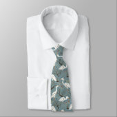 Heron water pond - blue - great egret bird tie ネクタイ (タイ)