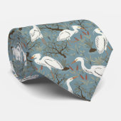 Heron water pond - blue - great egret bird tie ネクタイ (ロール)