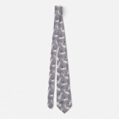 Heron water pond - lavender - great egret bird tie ネクタイ (裏面)