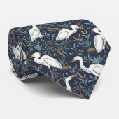 Heron water pond - navy - great egret bird tie ネクタイ (ロール)